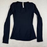 Lululemon Vitasea Long Sleeve Scoop Neck Top Black Size 2 Thumbholes 8884 Photo 0