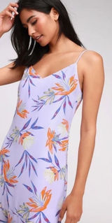 Lulu’s Quinlynn Floral Lavender Midi slip Dress Photo 0