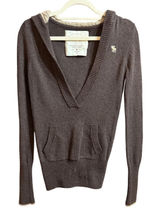 Rare Vintage Abercrombie & Fitch Brown V-Neck Hoodie Sweater Angora Blend XL Photo 0