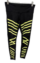 Alo Airbrush Glow in the Dark‎ Black Fluorescent Striped Leggings Size XS F Photo 0