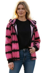 Alice + Olivia Zip Hoodie Womens‎ S Pink Black Tie Dye Crochet Excellent CC102 Photo 0
