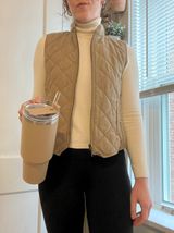 Ralph Lauren Tan Quilted Vest With Brass Buttons Photo 0