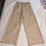 Aerie Tan Wide-Leg leather Pants Photo 0