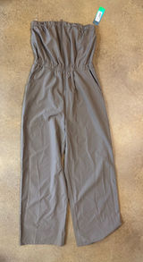 Derek Heart Strapless Wide-Leg Jumpsuit in Taupe Photo 0