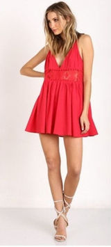 Jetset Diaries Grazie Red Lace Mini Dress XS NWT Backless‎ Scallop Party Photo 0