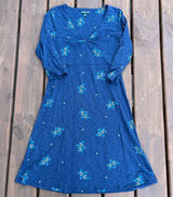Toad & Co Dress‎ Blue Floral Polka Dot V-Neck Empire Waist 3/4 Sleeve Small Photo 0