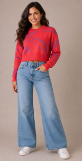 Ciebon Women's Bright Pink/ Purple Abstract Sweater Size S Photo 0