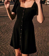 Sézane Lianne Square Neck Mini Dress in Black Size 34/2/XS Photo 0