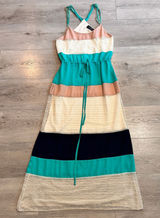 AKIRA CHICAGO Maxi Dress Size Small‎ S Sleeveless Crochet Trim Green Lace Cream Photo 0
