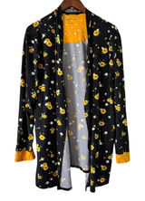 Comfort Code Floral Print Cardigan Open‎ Front Lightweight Sunflower Black L Photo 0
