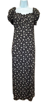 H&M Dark‎ Floral Milkmaid Puff Sleeve Maxi Dress L Ruffle Fairy Cottage Whimsigoth Photo 0