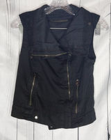 Zara Black Moto Biker Casual Utility Vest with Zipper Details Photo 0