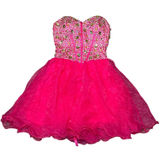 Dress Women Size 4 Strapless Evening Gown Pink Multicolor Rhinestone Gala Photo 0