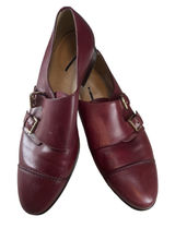 J.Crew Collection Womens Double Monk Strap Shoes Burgundy Leather Cap Toe 8‎ Photo 0