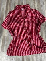 Victoria's Secret Pajama Set Womens XS Pink Heart Stripe Satin Shorts Photo 0