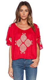 Free People Ponce de Leon Top in Red Combo Size Small Photo 0