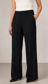 Halara Black High‎ Waisted Wide Leg Petite Trousers Pleated Workwear Pants L Photo 0