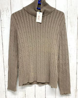 Liz & Co‎ Sweater Women Chest 31" Medium Brown Turtleneck Cable Knit Long Sleeve Photo 0