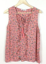 Rose + Olive Garden Liberty print ruffle floral‎ pattern sleeveless blouse countryside Photo 0