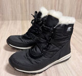 Sorel Whitney Short Lace Waterproof Winter Boots Black Faux Fur NY1897-010 Sz 6 Photo 0