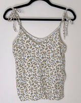 NWT Abercrombie & Fitch Cream & Yellow Floral Tie-Strap V-Neck Tank Flowy XS Photo 0