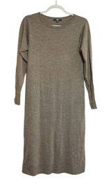 Uniqlo Womens Long Sleeve Crew Neck Fine Knit Sweater Dress‎ Taupe Brown Medium Photo 0