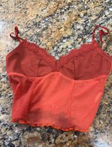 Ally Fashion Y2K Orange Lace Crop Top Photo 0
