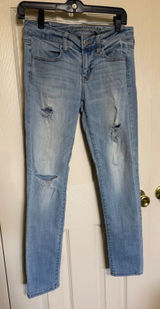 American Eagle Outfitters Distressed Light‎ Wash Jeggings Womens Size 4 Reg Photo 0