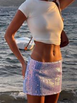 Princess Polly Sequin Headliner Shimmer Mini Skirt Purple Photo 0