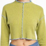 VTG Y2K Urban Outfitters Lettuce Edge Crop Knit Top Indie Mall Core Ribbed‎ Twee Photo 0