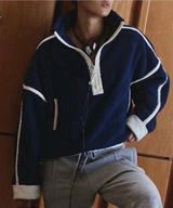 Free People FP Movement Mountain High 1/2 Zip Fleece Pullover in Dark Navy Blue Photo 0