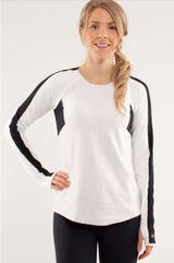 Lululemon Run Bold in the Cold Long-Sleeve Pullover Size 10 in Polar Cream/Black Photo 0