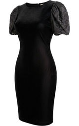 Jessica Howard Vintage Black Velvet Puff Sleeve Soutache‎ Cocktail Dress Size 14 Photo 0