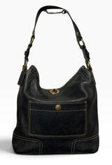 Coach Chelsea Black Pebbled Leather Hobo Shoulder Bag 10948 Turnlock Vintage Y2K Photo 0