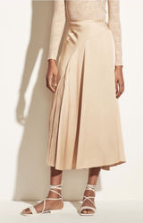 Vince Women’s Mixed Media Panel Asymmetrical Skirt Size 14 Gold Satin NWOT Photo 0