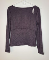 Banana Republic Shirt Womens Medium Purple Glitter Open Back Long Sleeve Top Photo 0