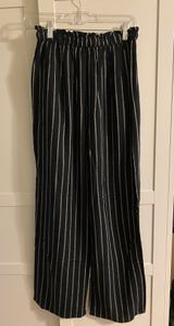 Black & White Striped Flowy Pants Photo 0