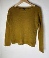Eileen Fisher Mustard Yellow Mohair Blend Boat Neck Sweater Italian Yarn S Photo 0