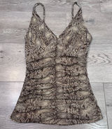 Express Vintage Y2K Brown Snakeskin Mesh Ruched Camisole Top Womens Medium 2007 Photo 0