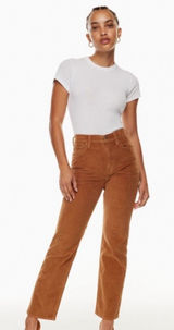 ARITZIA The Denim Forum Straight Corduroy High Waisted Tan Pants Photo 0