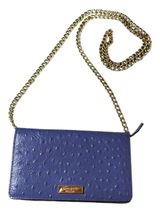 Kate Spade Alexander Ave Isabeli Blue Premium Ostrich Embossed Leather Crossbody Photo 0
