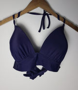 Aerie Navy Blue Triangle Ruched Halter Bikini‎ Top XL 1873 Vacation Summer Beach Photo 0