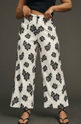 Anthropologie Maeve Colette Embroidered High-Rise Wide-Leg Pants in Magic Fabric Photo 0