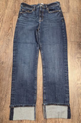 LOFT Outlet Dark Wash Cuffed High Rise Slim Straight Jeans Size 6 Photo 0