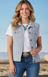Bullhead denim vest stripes, western/cowboy/rodeo M Photo 0