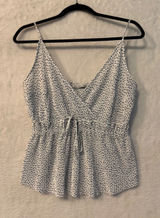Abercrombie‎ & Fitch White Polka Dot Pleated Smocked Cami Peplum Top Large Photo 0