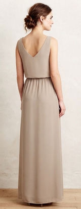 Show Me Your Mumu Heather Maxi Dress Taupe Tan V-Neck Bridesmaid Gown Medium Photo 0