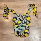Free People Avenue Tank Butterfly‎ Print Ruched Mesh Tie Strap Top XSmall XS Photo 0