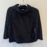 NWT Vince Camuto Opulent Mood Fringed Eyelash Mock Neck Sweater Rich Black XS Photo 0