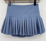 Gold Hinge Pleated Tennis Skirt Skort Dusty Blue Women XS Pickleball Preppy Photo 0